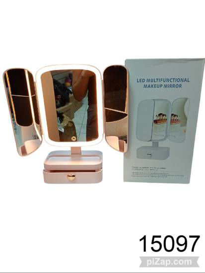 Imagen de ESPEJO CON LUZ LED RECARGABLE + DOBLE ZOOM Y ALAJERO 3.26